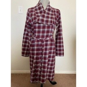 ACTIVE USA Plaid Flannel Wrap belted Trench Jacket/dress Size - M